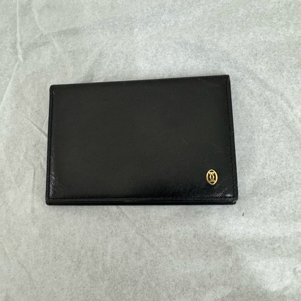 Cartier Pasha de Cartier Card Holder Card Case Black Leather Wallet AUTHENTIC - Picture 2 of 10